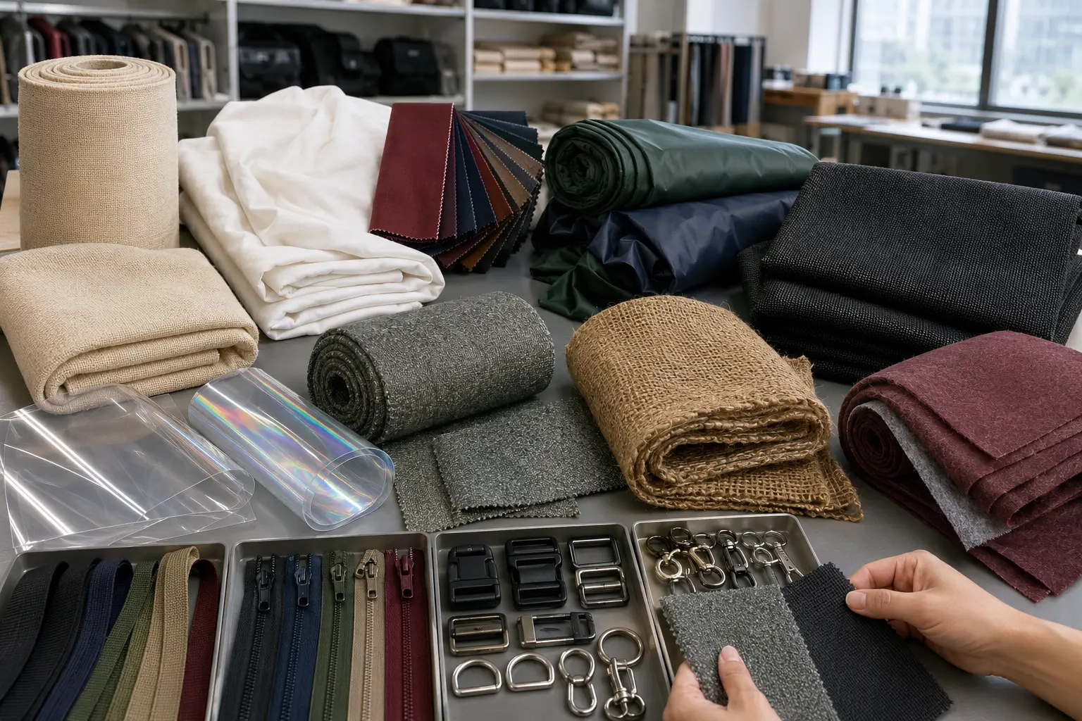 Bag material library with canvas, cotton, polyester, nylon, Oxford, PVC, RPET, jute and non-woven fabrics