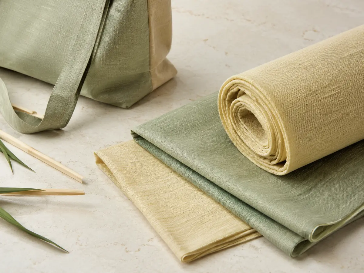 Bamboo material texture and a finished bag application