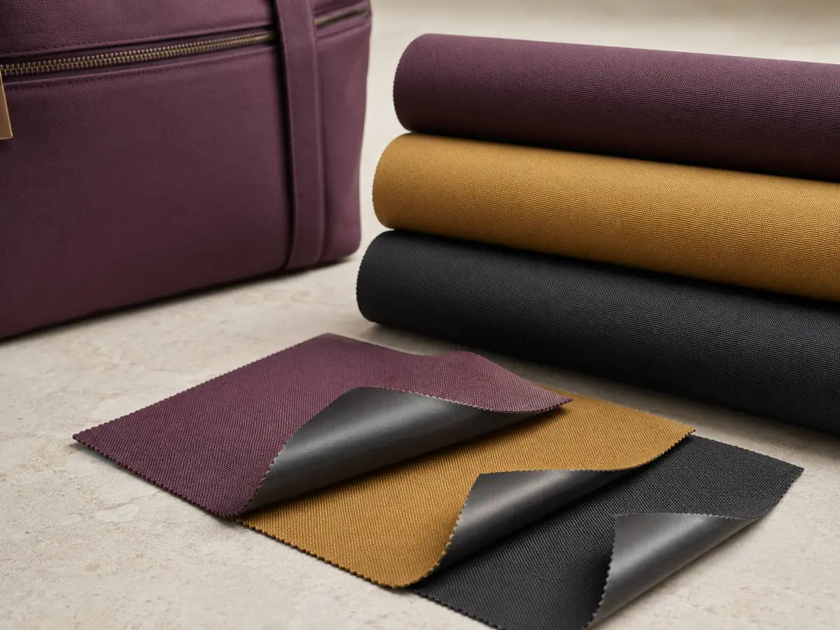 Polyester material texture and a finished bag application