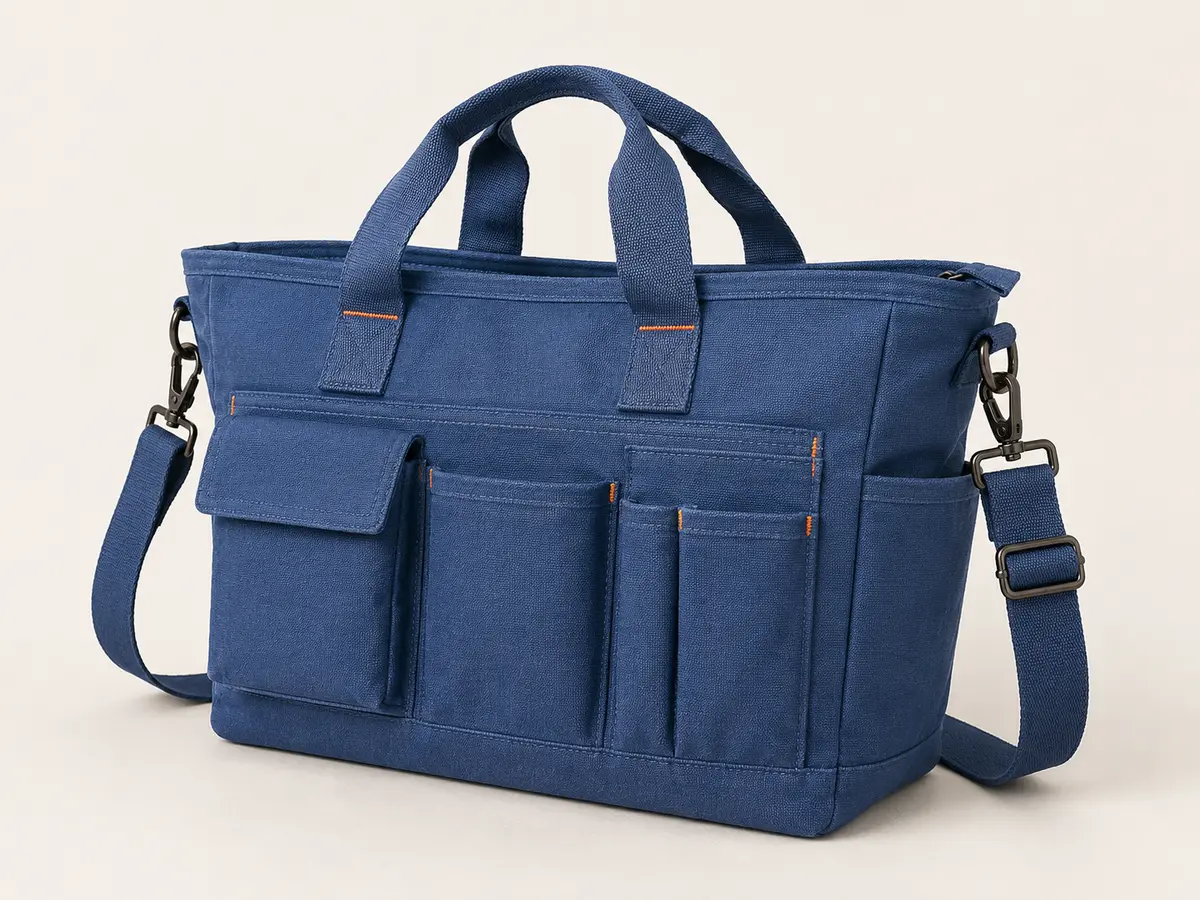 Multi-Pocket Utility Tote custom canvas tote reference style
