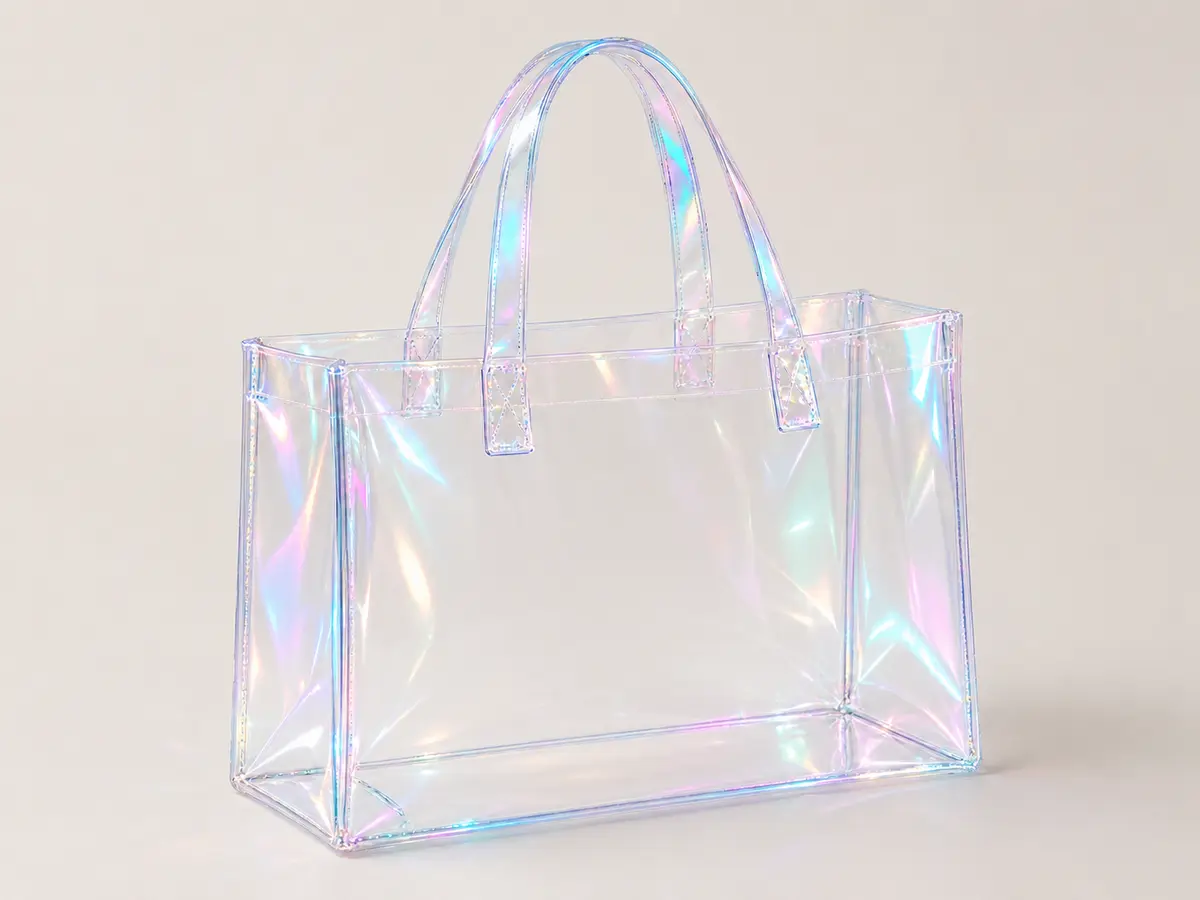 Transparent Holographic Tote custom pvc jelly tote reference style