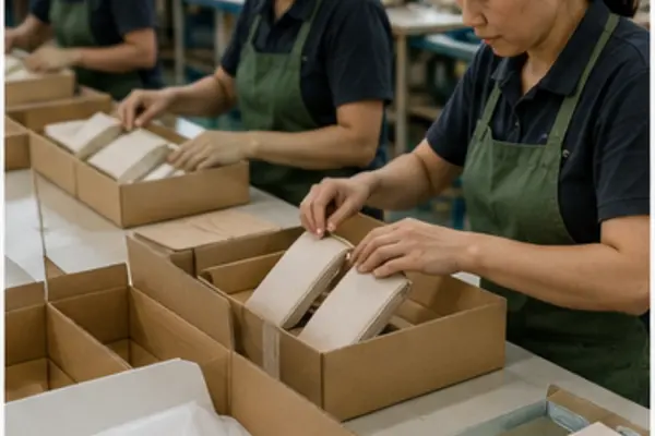 Packaging stage in bag manufacturing