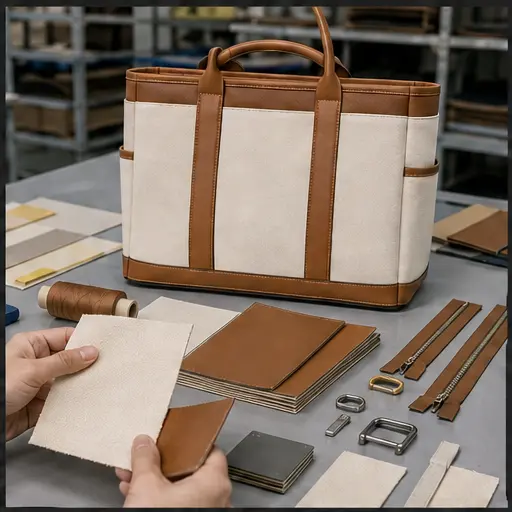 Material sourcing for custom canvas tote production